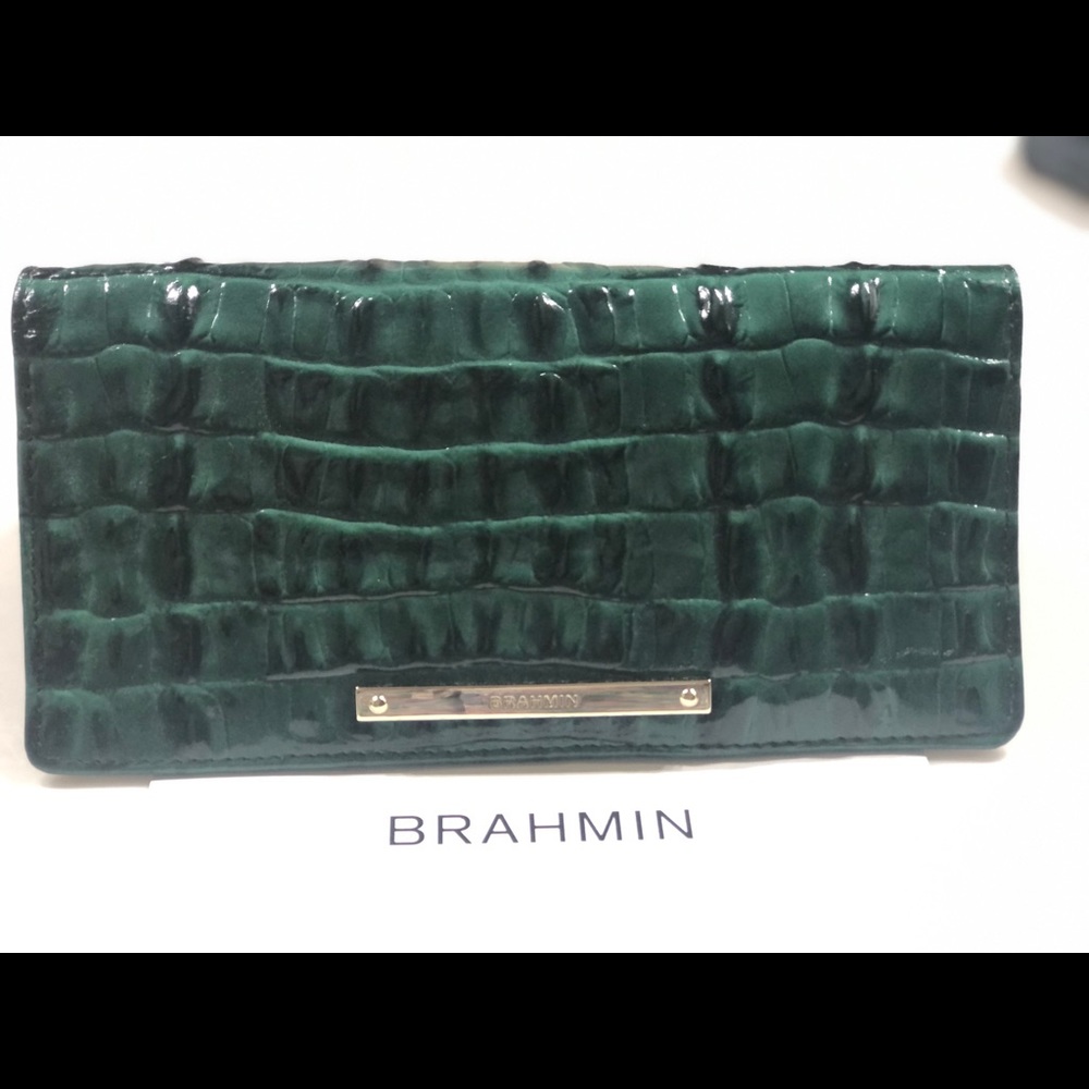 BRAHMIN LA SCALA GREEN CROC EMBOSSD LEATHER WALLET